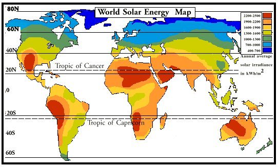 world solar energy map